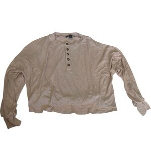 Midnight bakery cream tan long sleeve Henley sweater top shirt